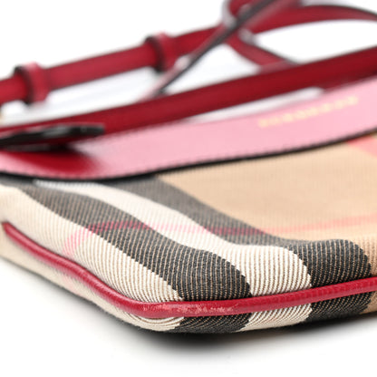 Burberry House Check Derby Peyton Crossbody Clutch Bag Red 7 of 10