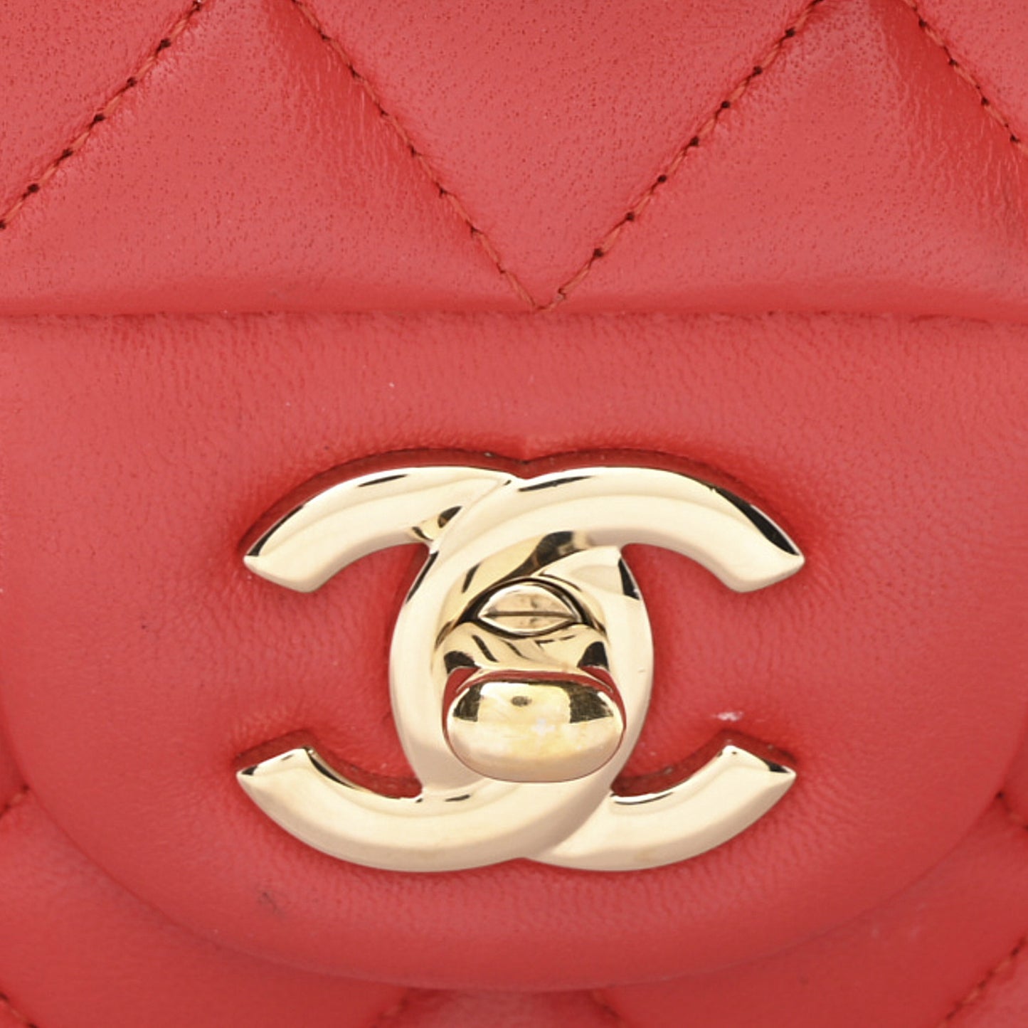 Lambskin Quilted Medium Double Flap Red