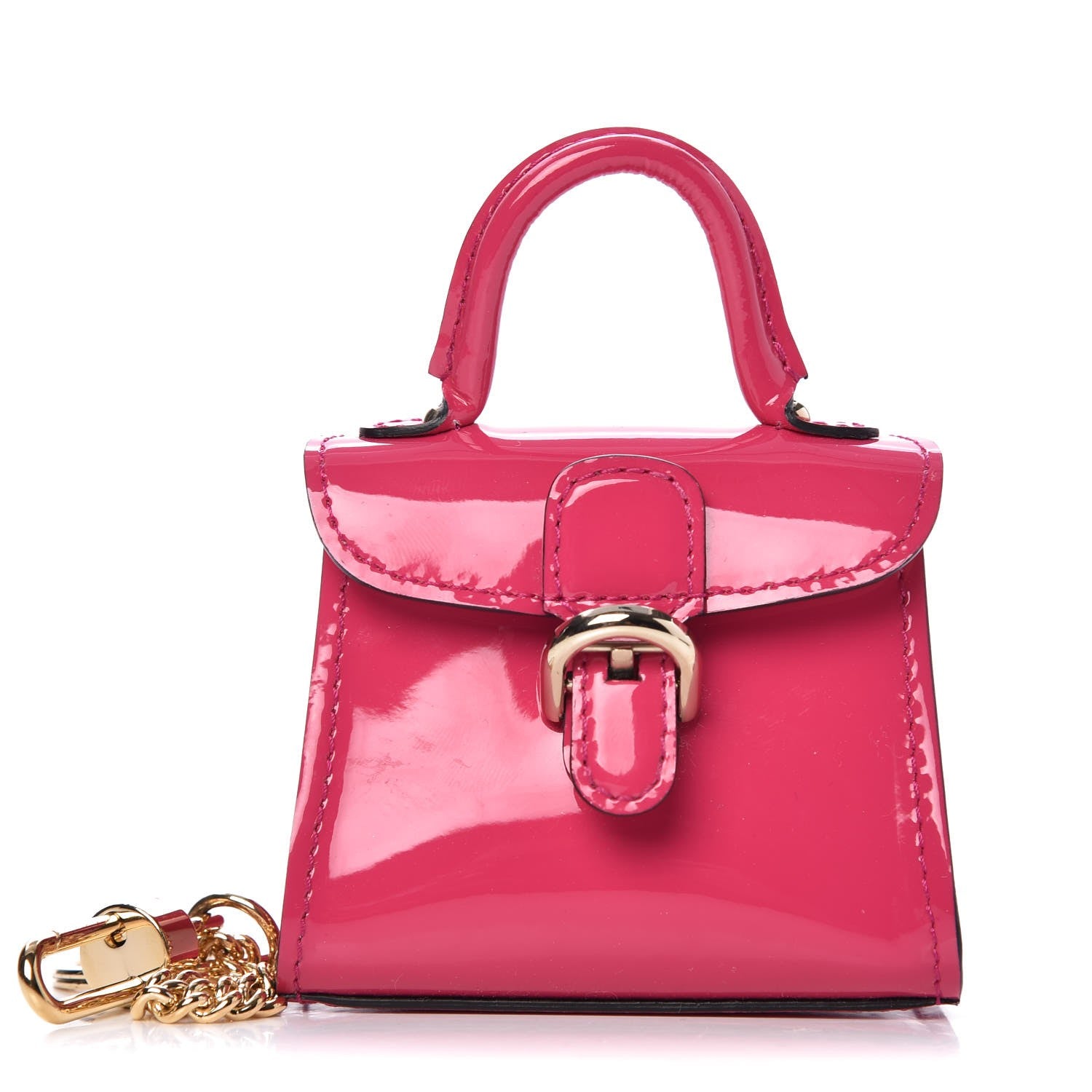 Delvaux Patent Calfskin Mini Brillant Bag Charm Fuchsia 1 of 7