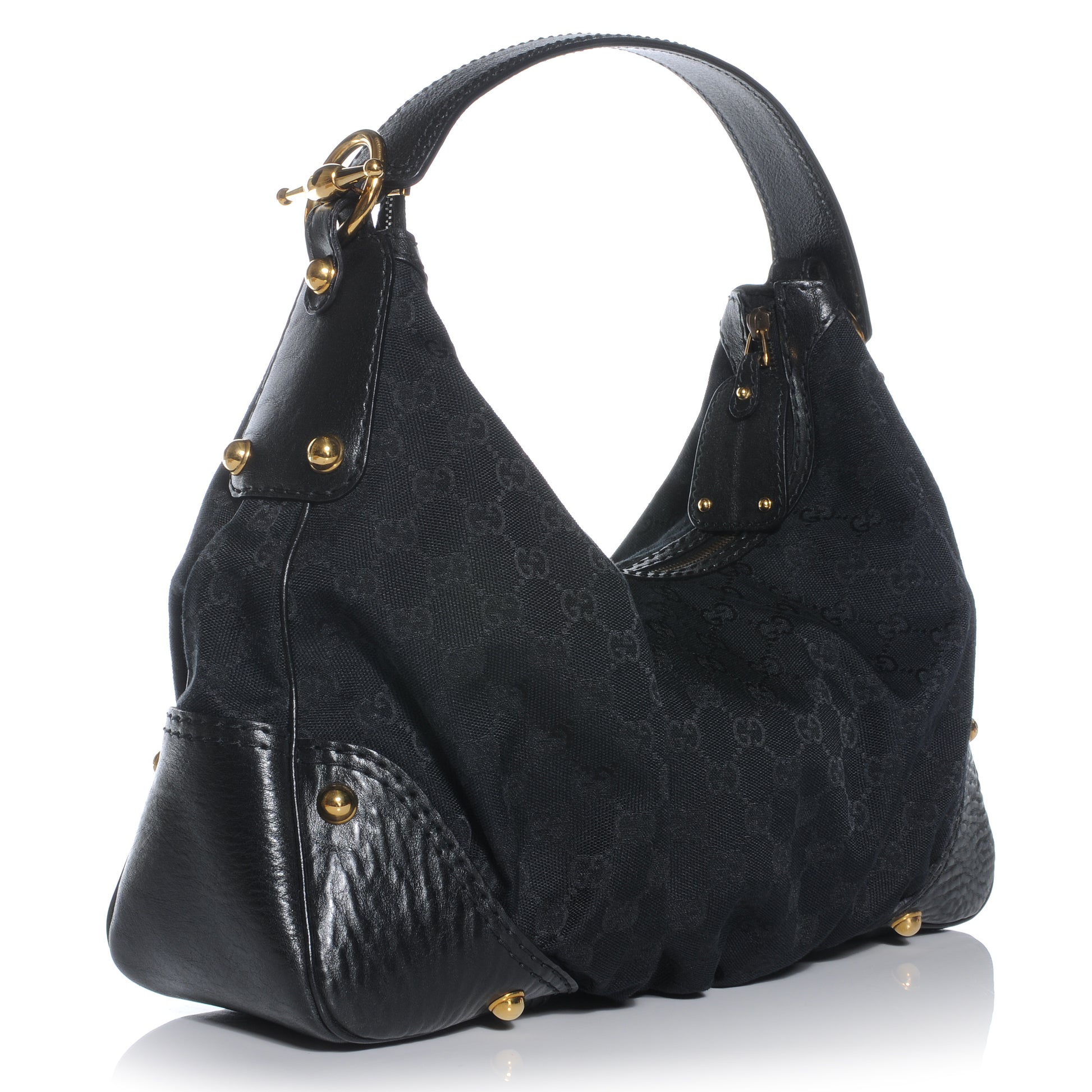 Gucci Monogram Medium Jockey Hobo Black 3 of 8
