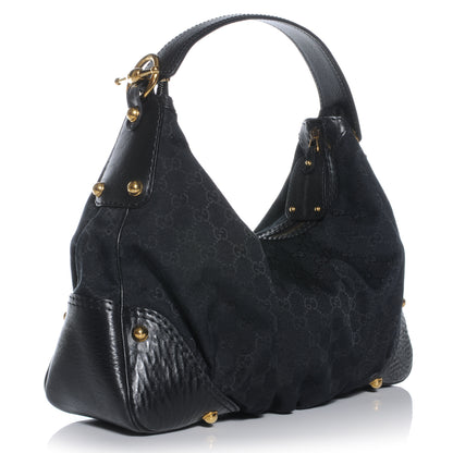 Gucci Monogram Medium Jockey Hobo Black 3 of 8