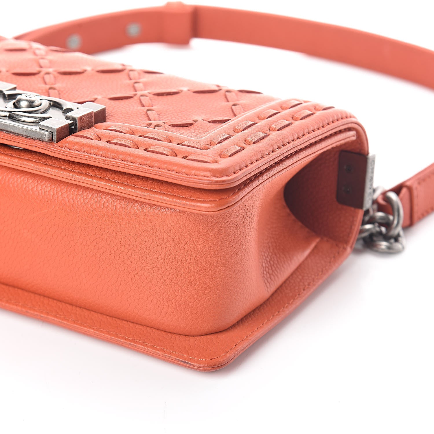 Chanel Caviar Stitched Small Boy Flap Dark Orange 9 of 9