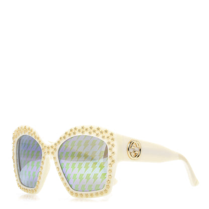 Gucci Square Frame Star Sunglasses GG 3870/S Ivory Gold 1 of 8
