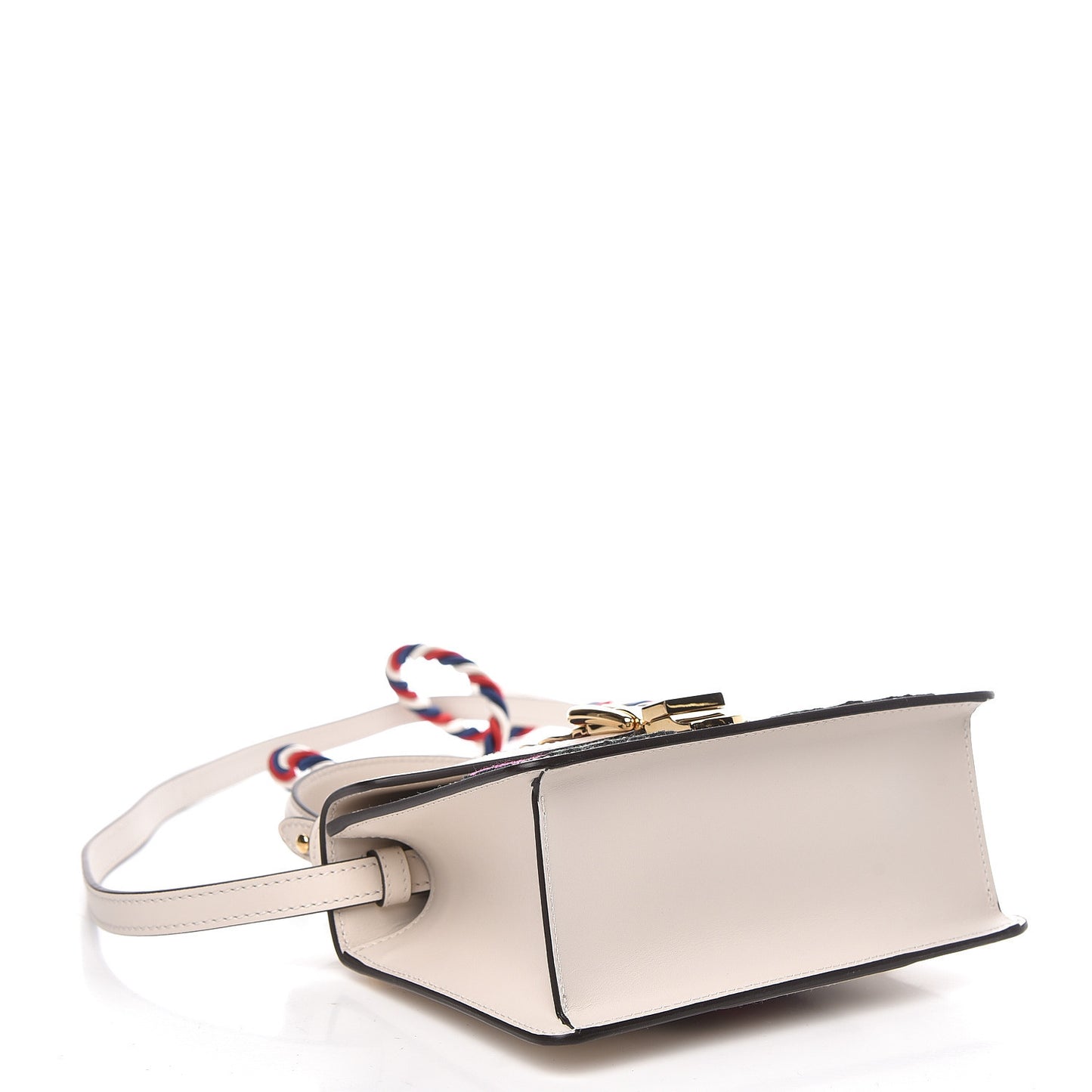 Calfskin Embroidered Mini Sylvie Top Handle Bag White