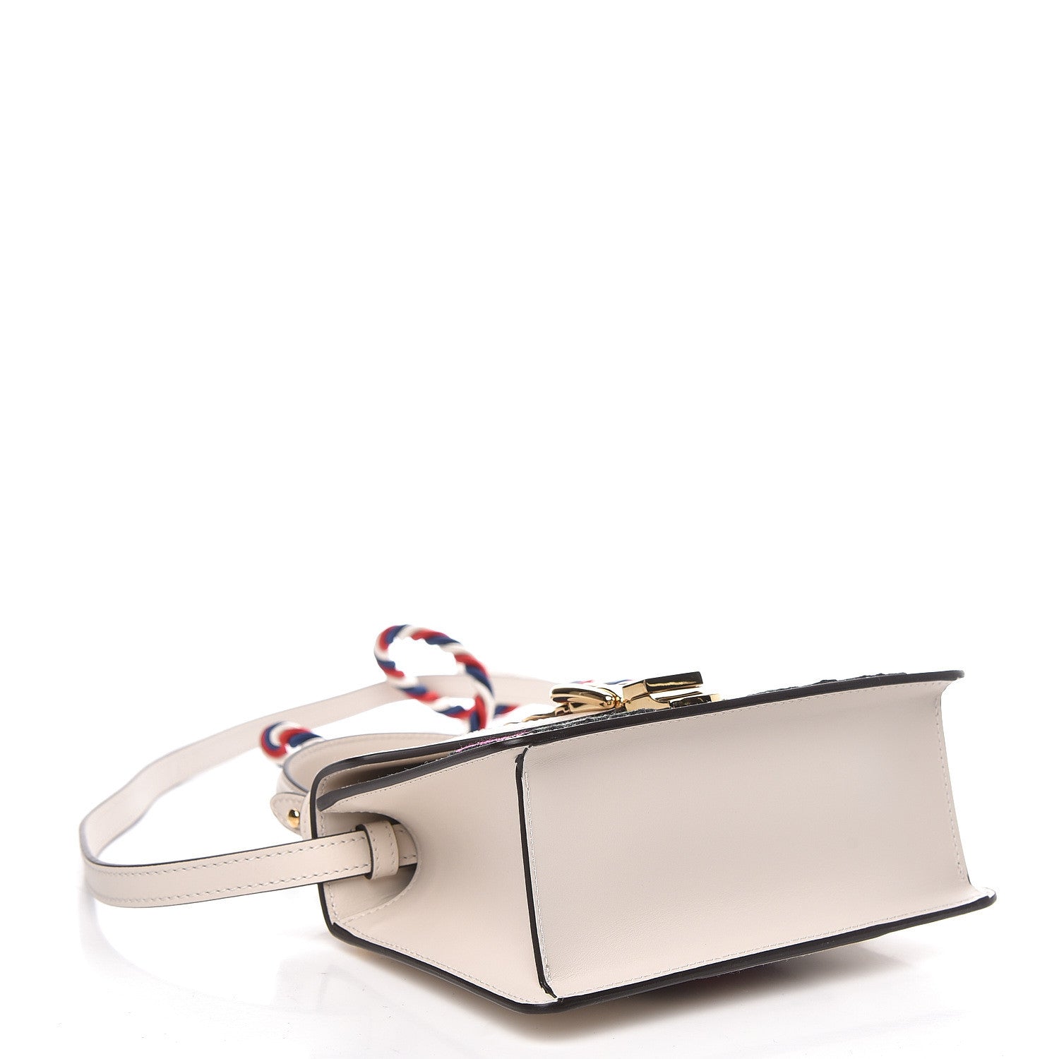 Gucci Calfskin Embroidered Mini Sylvie Top Handle Bag White 4 of 11
