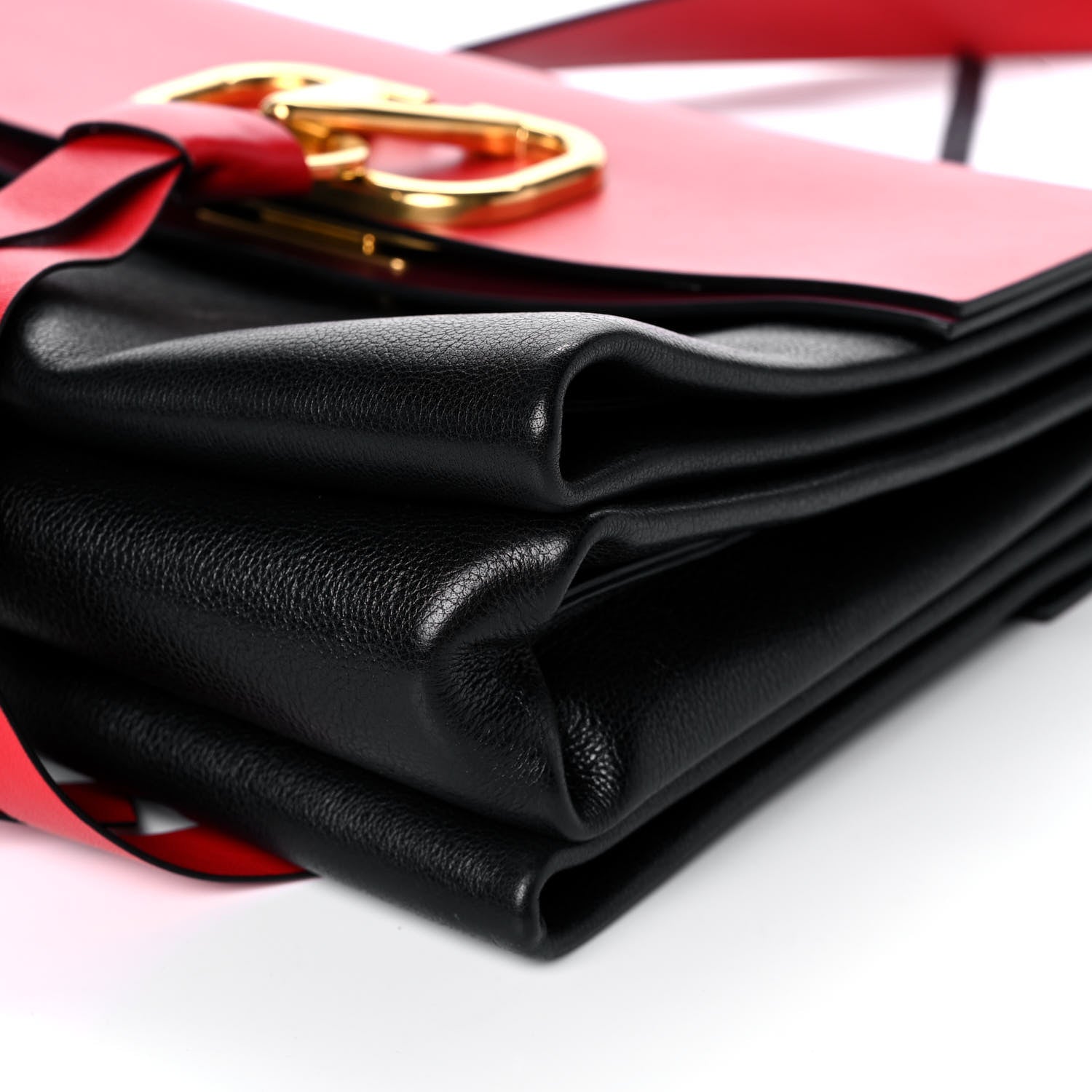 Valentino Garavani Smooth Calfskin Medium Vring Shoulder Bag Rouge Pur Cerise Black 9 of 12