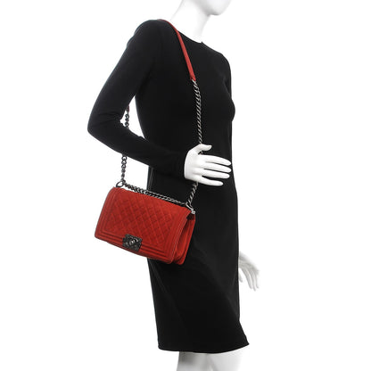 Chanel Iridescent Caviar Quilted Medium Boy Flap Red 2 of 13