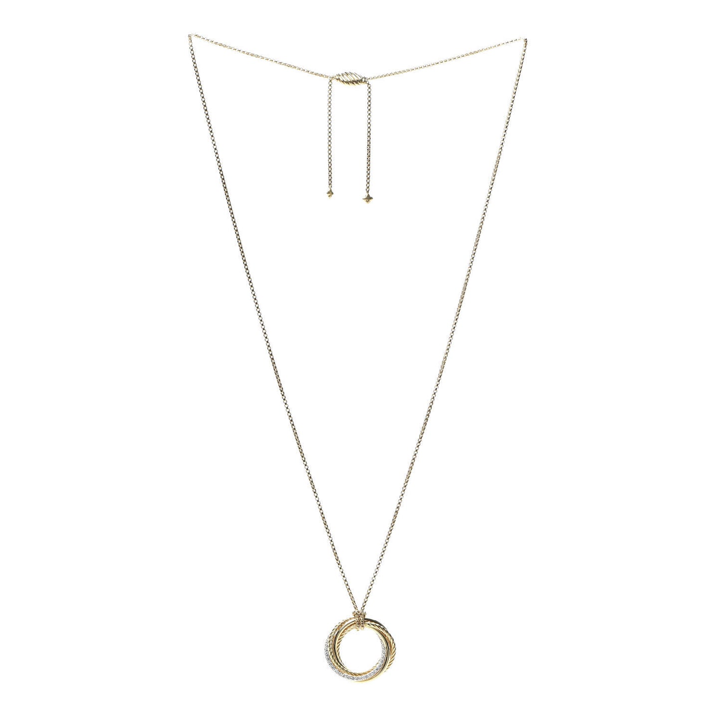 18K Yellow Gold Diamond Crossover Pendant Necklace