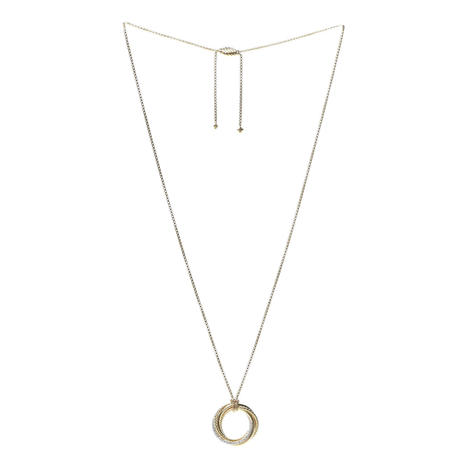 David Yurman 18K Yellow Gold Diamond Crossover Pendant Necklace 3 of 5