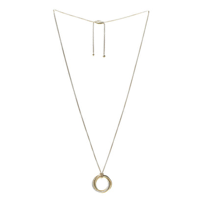 David Yurman 18K Yellow Gold Diamond Crossover Pendant Necklace 3 of 5