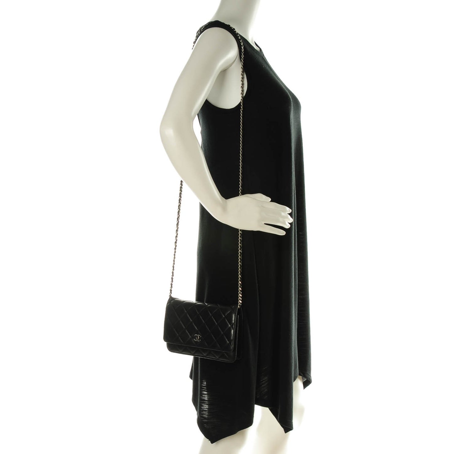 Lambskin Quilted Wallet On Chain WOC Black