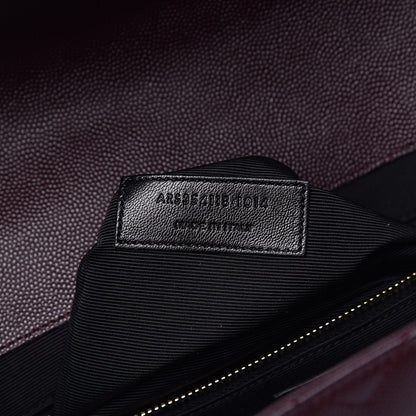 Saint Laurent Grain De Poudre Matelasse Chevron Large Monogram Satchel Rouge Legion 8 of 13