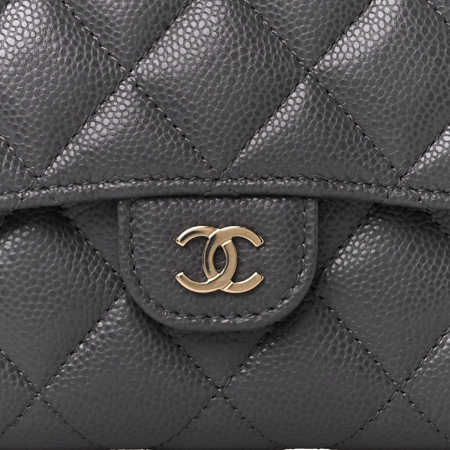 Chanel Caviar Quilted Medium Flap Wallet Grey 13 of 15