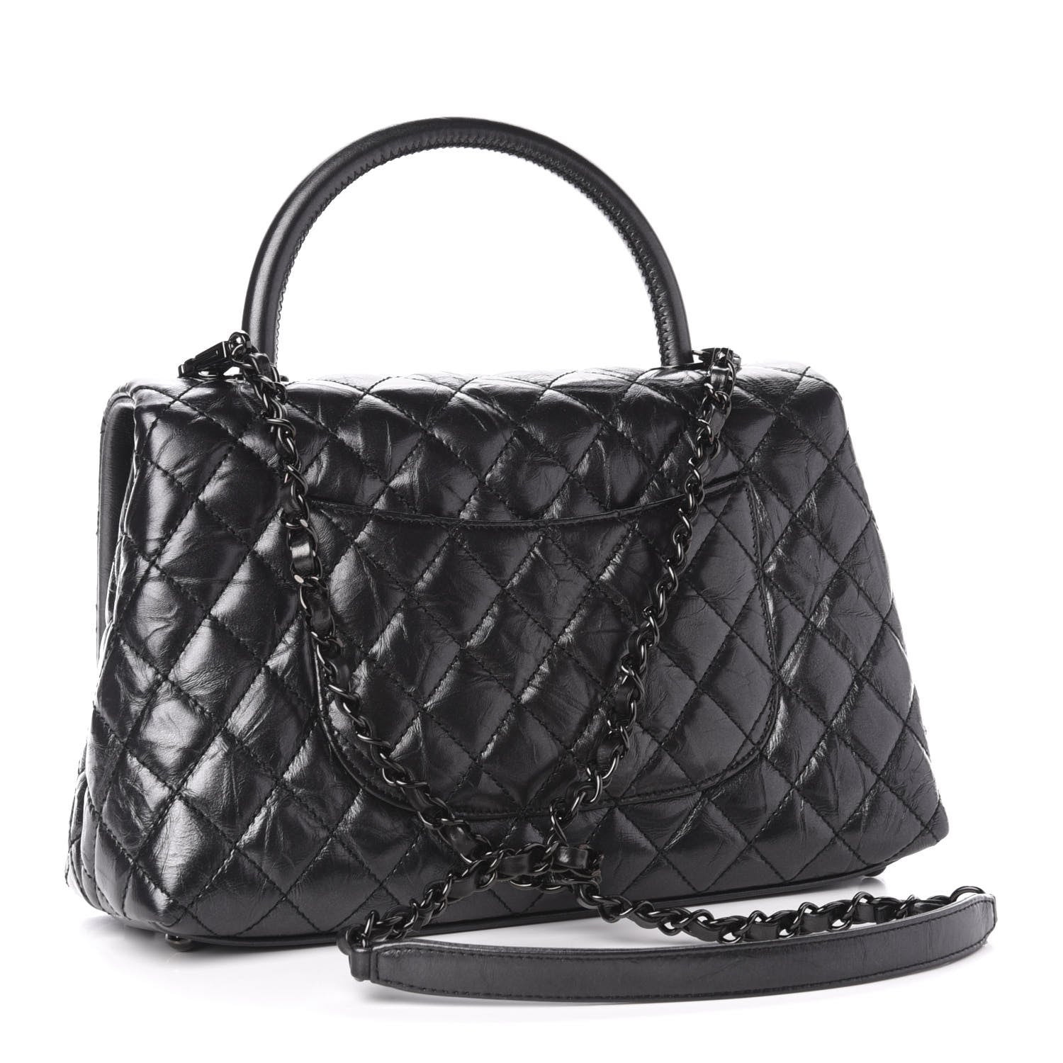 Chanel Aged Calfskin Quilted Small Coco Handle Flap So Black 3 of 10