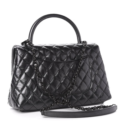 Chanel Aged Calfskin Quilted Small Coco Handle Flap So Black 3 of 10