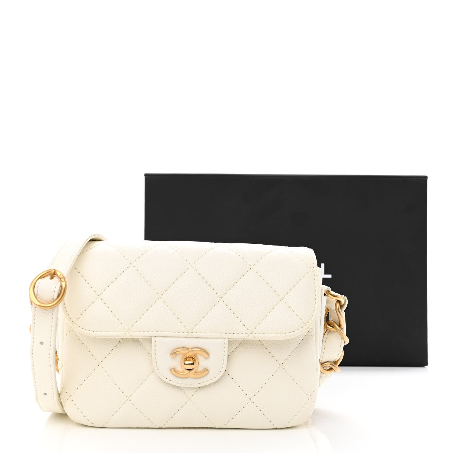 Chanel Caviar Quilted Mini Chain Flap White 11 of 11