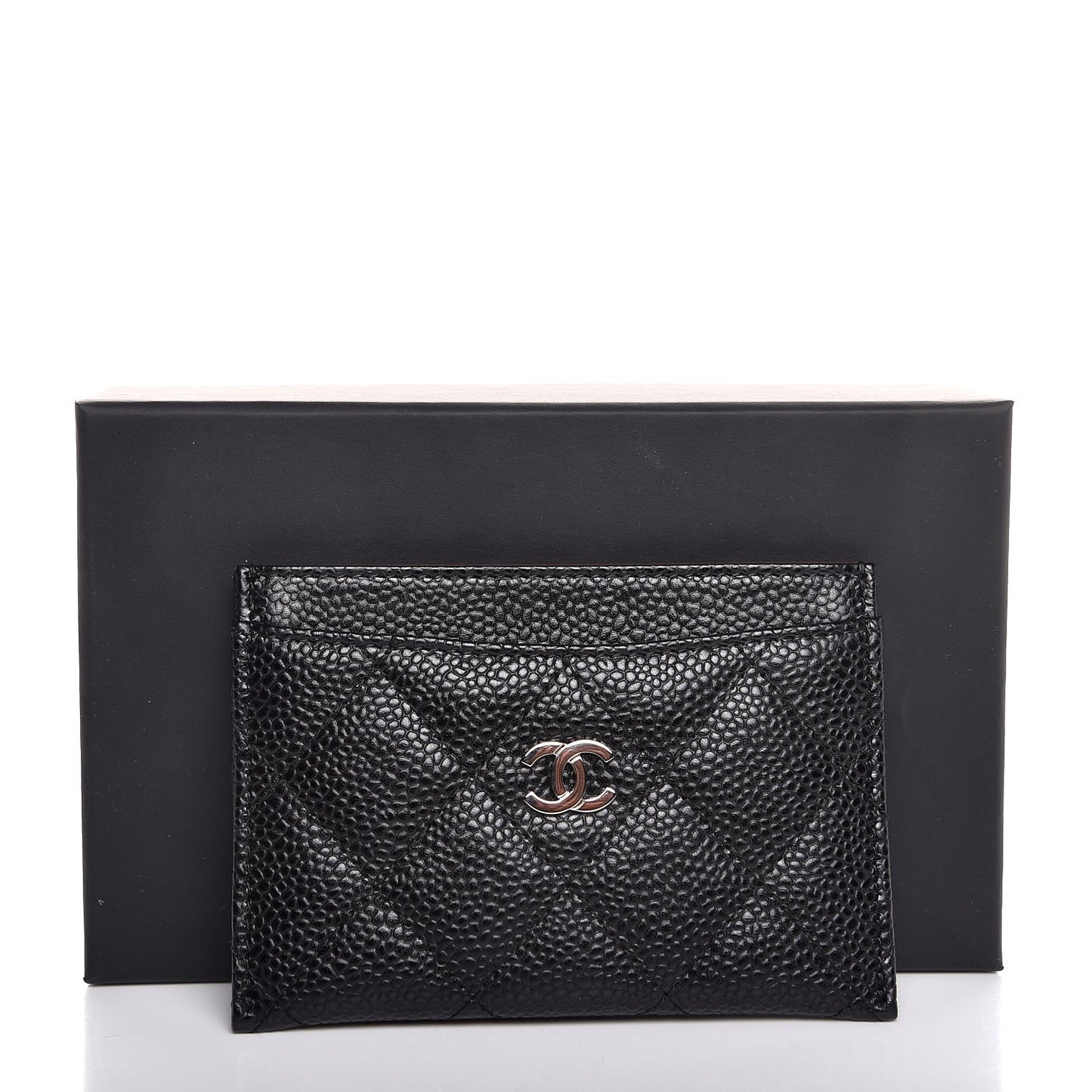 Caviar Quilted Card Holder Black
