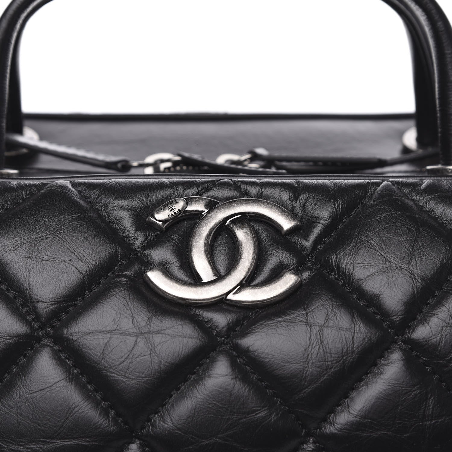 Chanel Aged Calfskin Quilted Large Bowling Bag Black 9 of 10