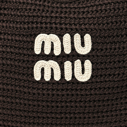 Miu Miu Cotton Crochet Ivy Bag Cacao Talco 8 of 10