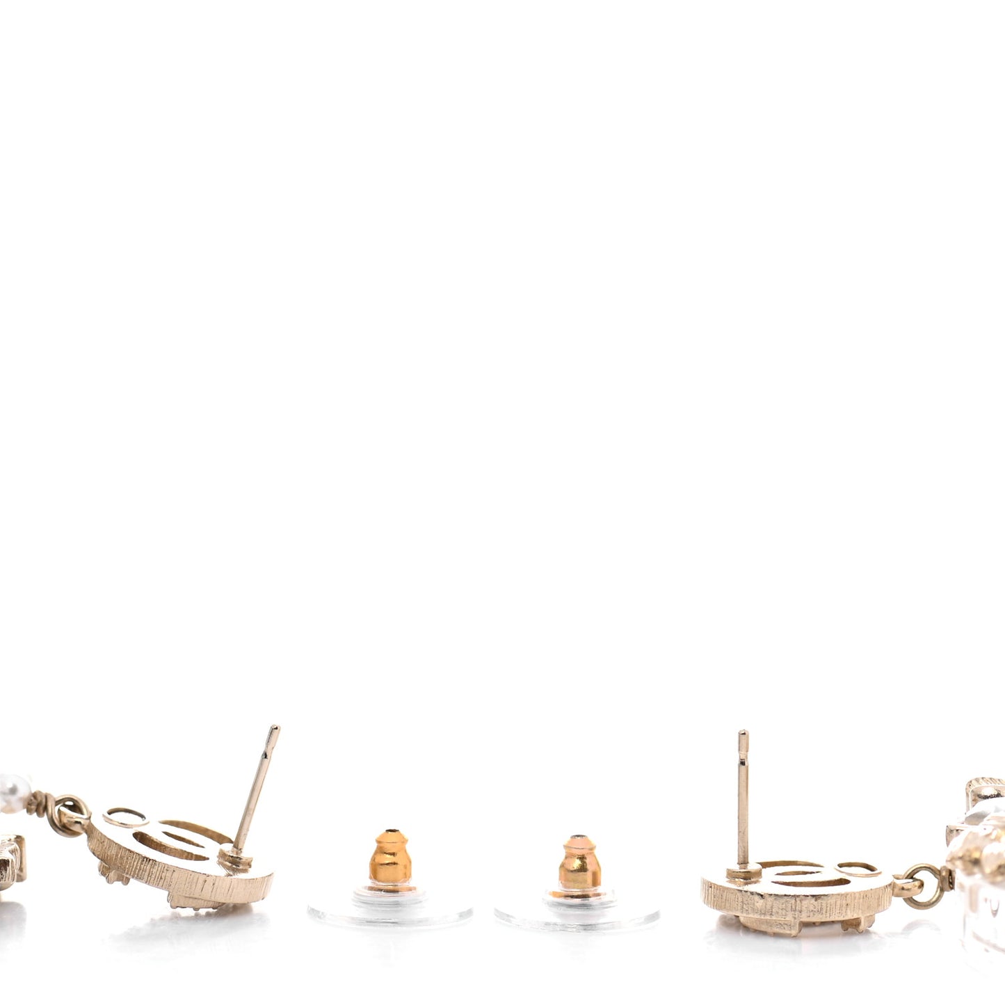 Crystal Pearl Resin CC Drop Earrings Gold