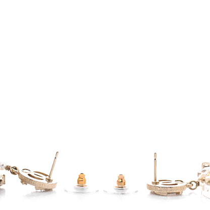 Chanel Crystal Pearl Resin CC Drop Earrings Gold 3 of 5