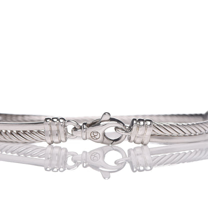 David Yurman Sterling Silver Diamond 3mm Crossover Bracelet 4 of 5