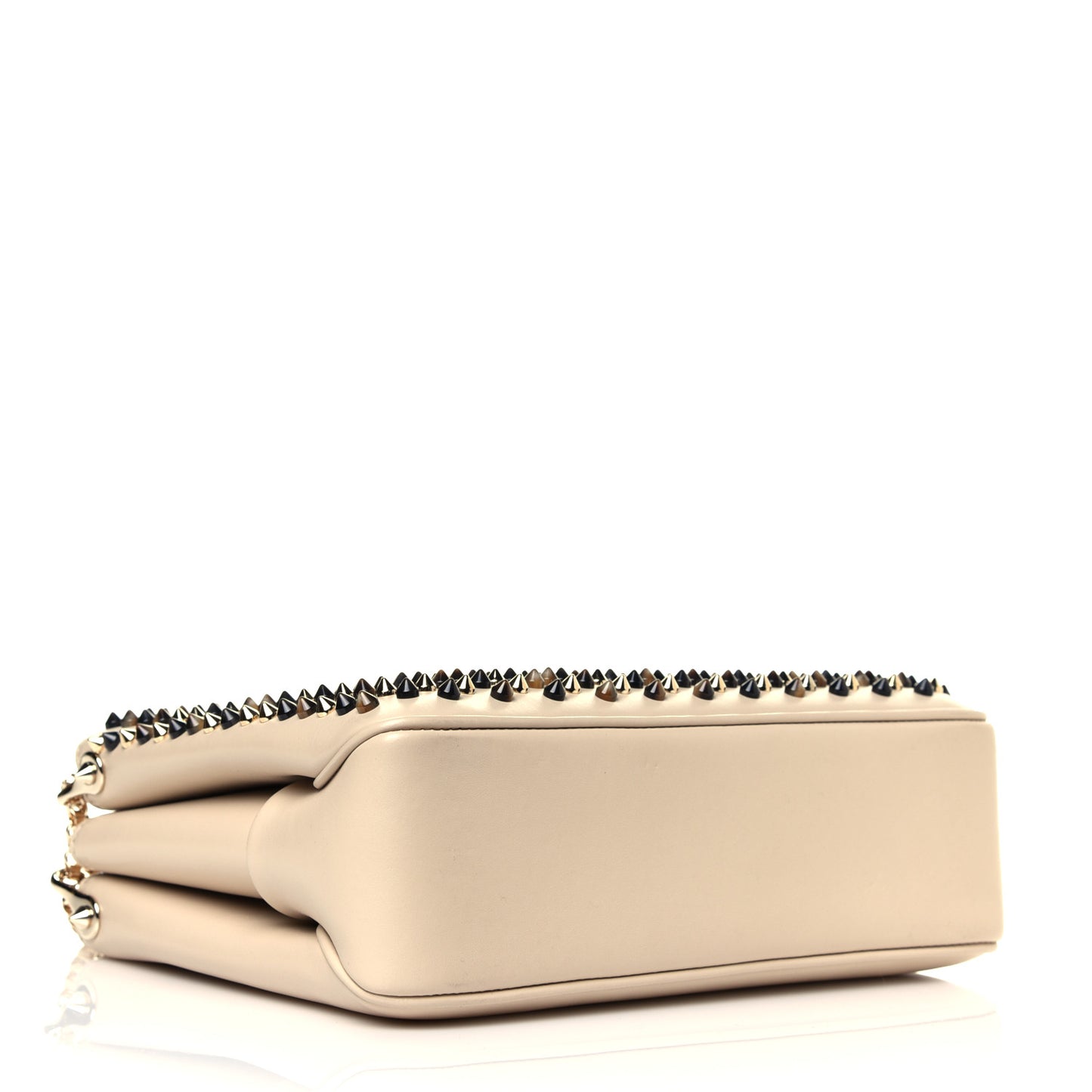 Calfskin Large Triloubi Paris Spikes Chain Bag Beige