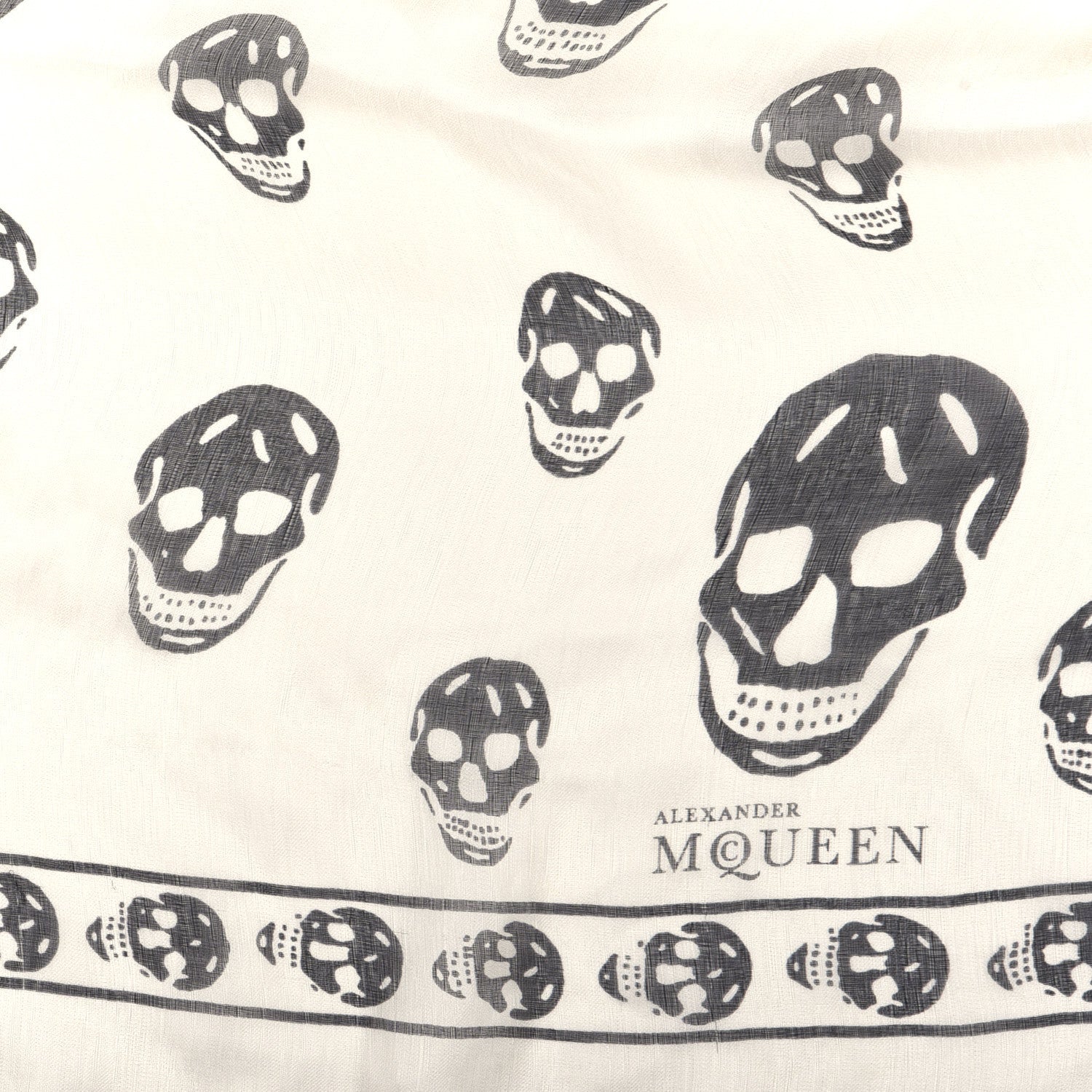 Alexander McQueen Silk Chiffon Skull Scarf Ivory Black 4 of 5