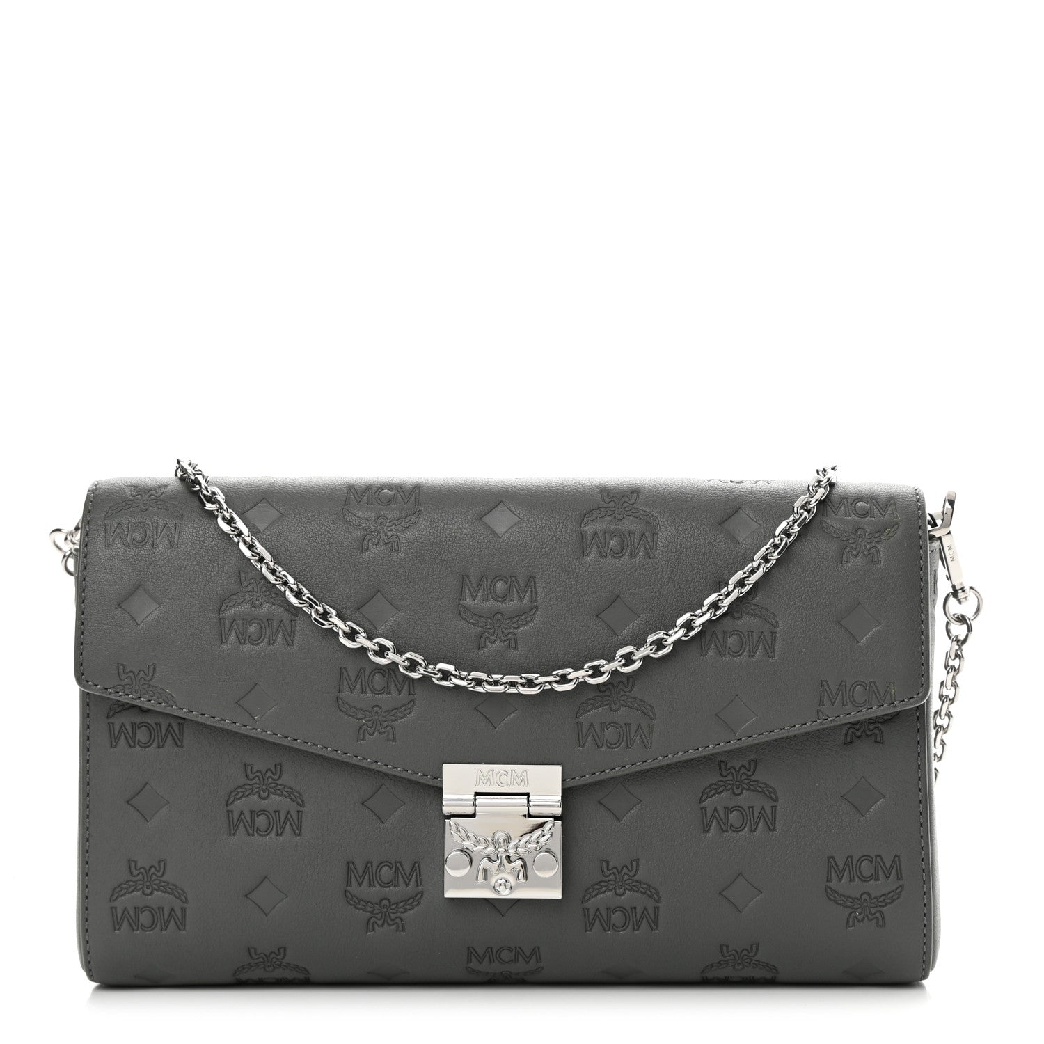 MCM Calfskin Ottomar Monogram Medium Millie Crossbody Bag Charcoal 1 of 12