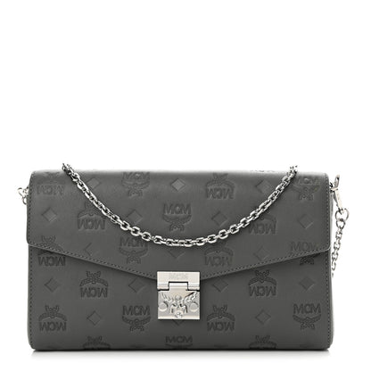 MCM Calfskin Ottomar Monogram Medium Millie Crossbody Bag Charcoal 1 of 12
