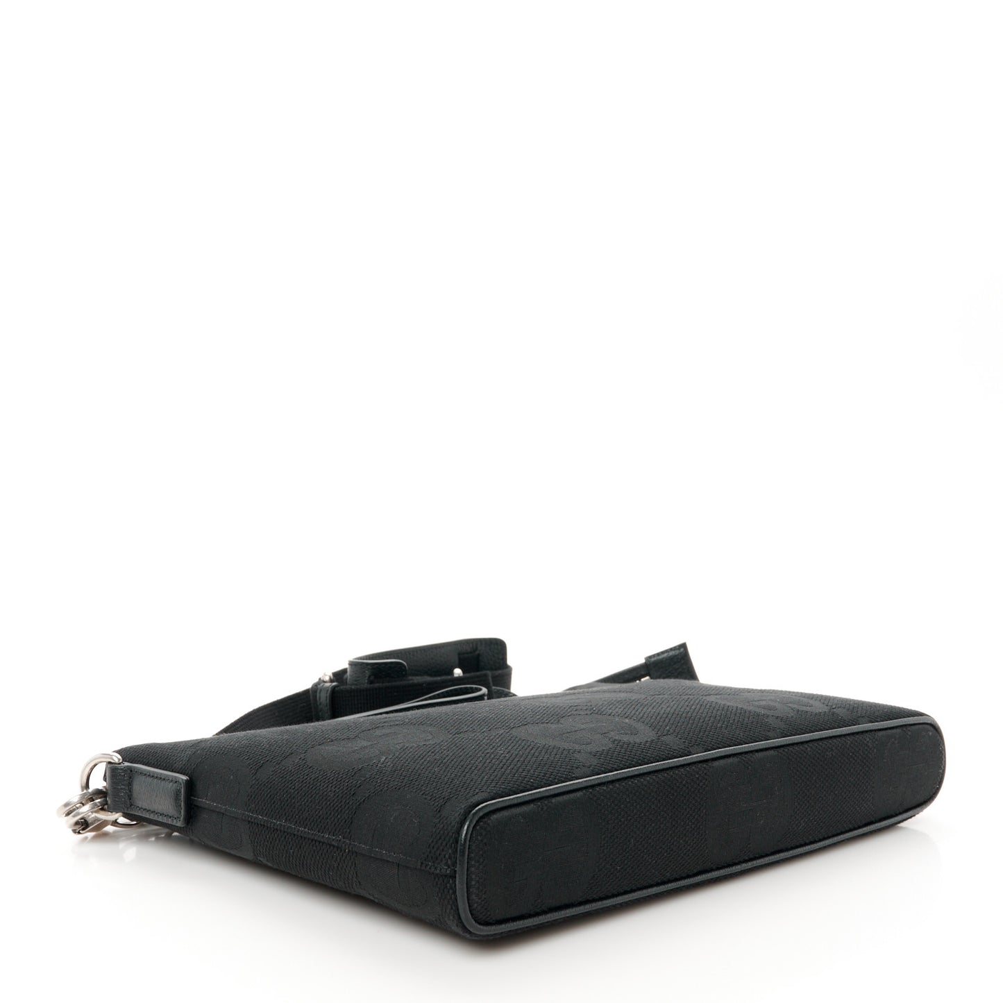 Monogram Jumbo GG Textured Dollar Calfskin Wristlet Messenger Bag Black