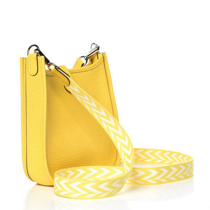 Hermes Taurillon Clemence Amazone Evelyne TPM Jaune De Naples White 3 of 9