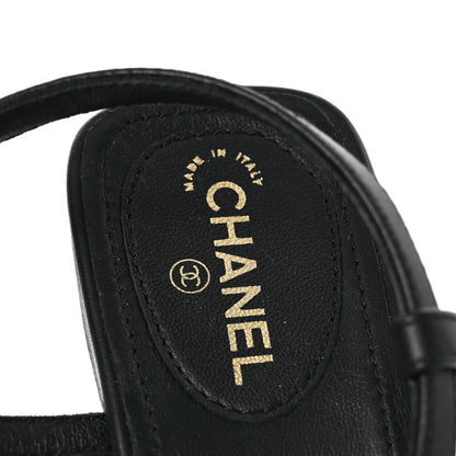 Chanel Lambskin Metal Heart Thong Sandals 37 Black 9 of 12