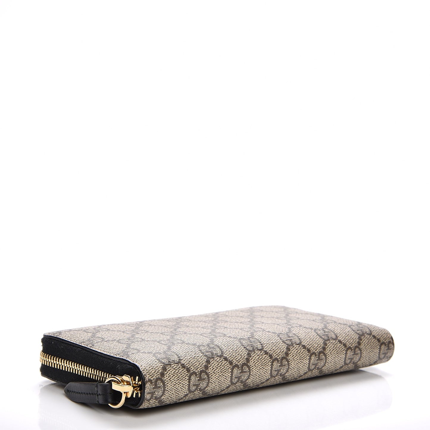 GG Supreme Monogram Moon Calfskin Zip Around Wallet Beige Ebony Black