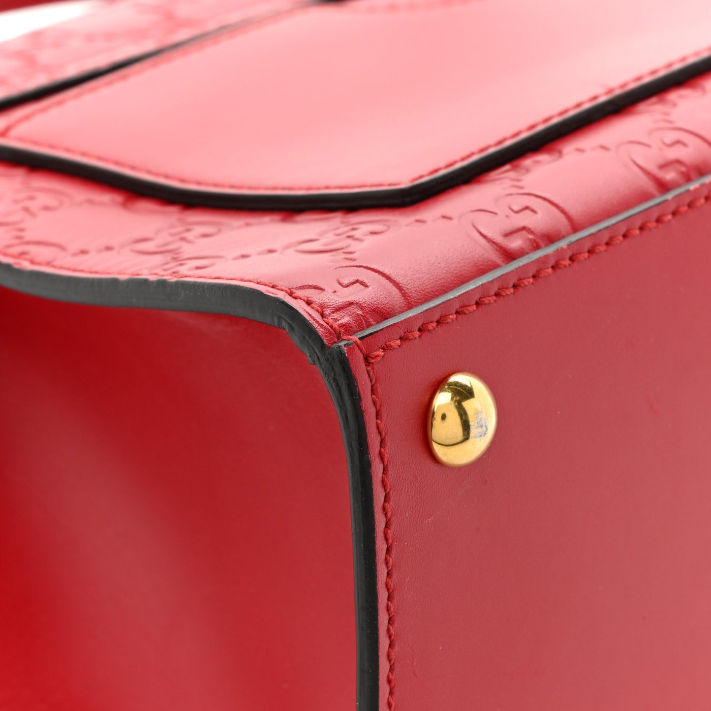 Guccissima Signature Small Padlock Top Handle Bag Hibiscus Red