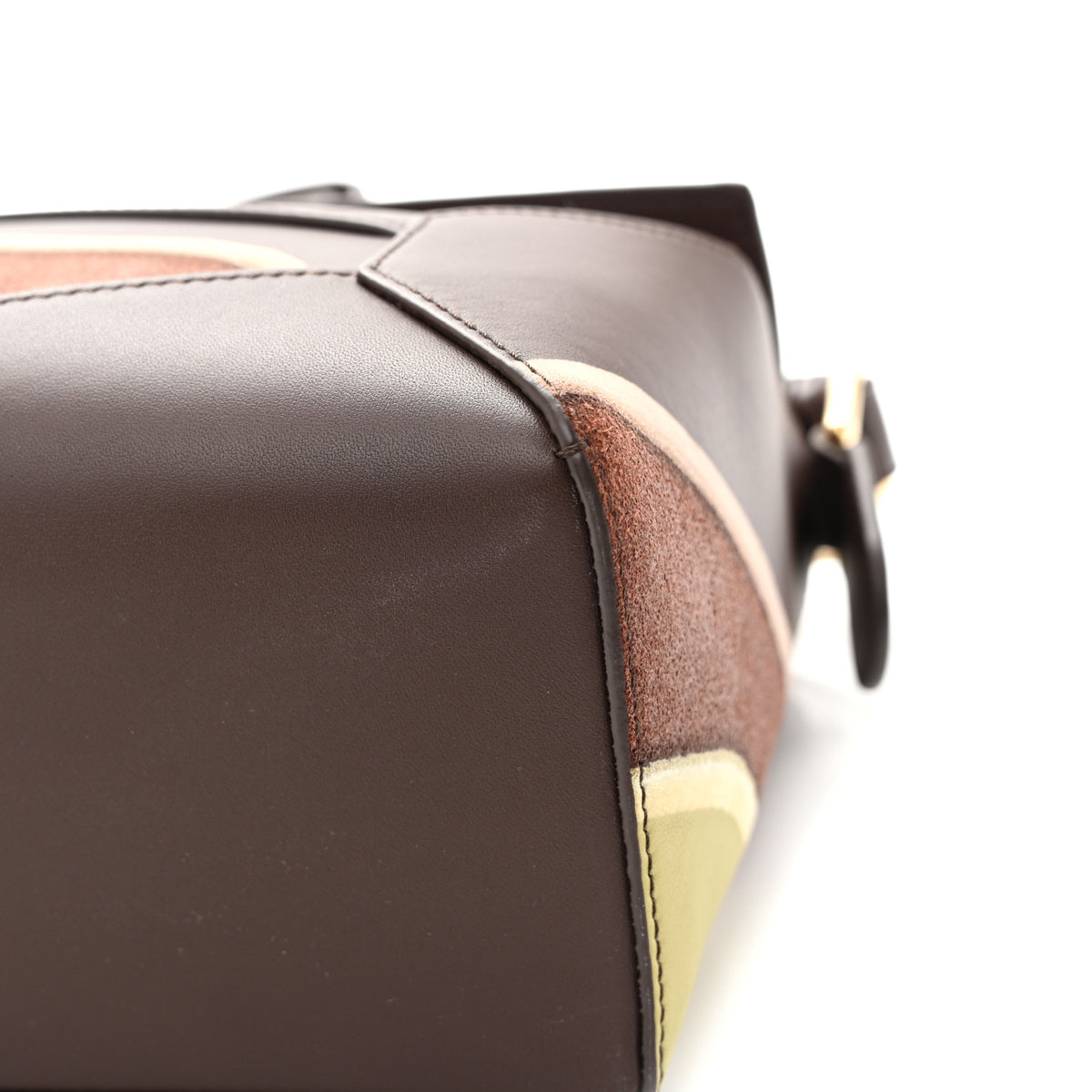 Calfskin Landscape Small Puzzle Bag Chocolate Light Moss