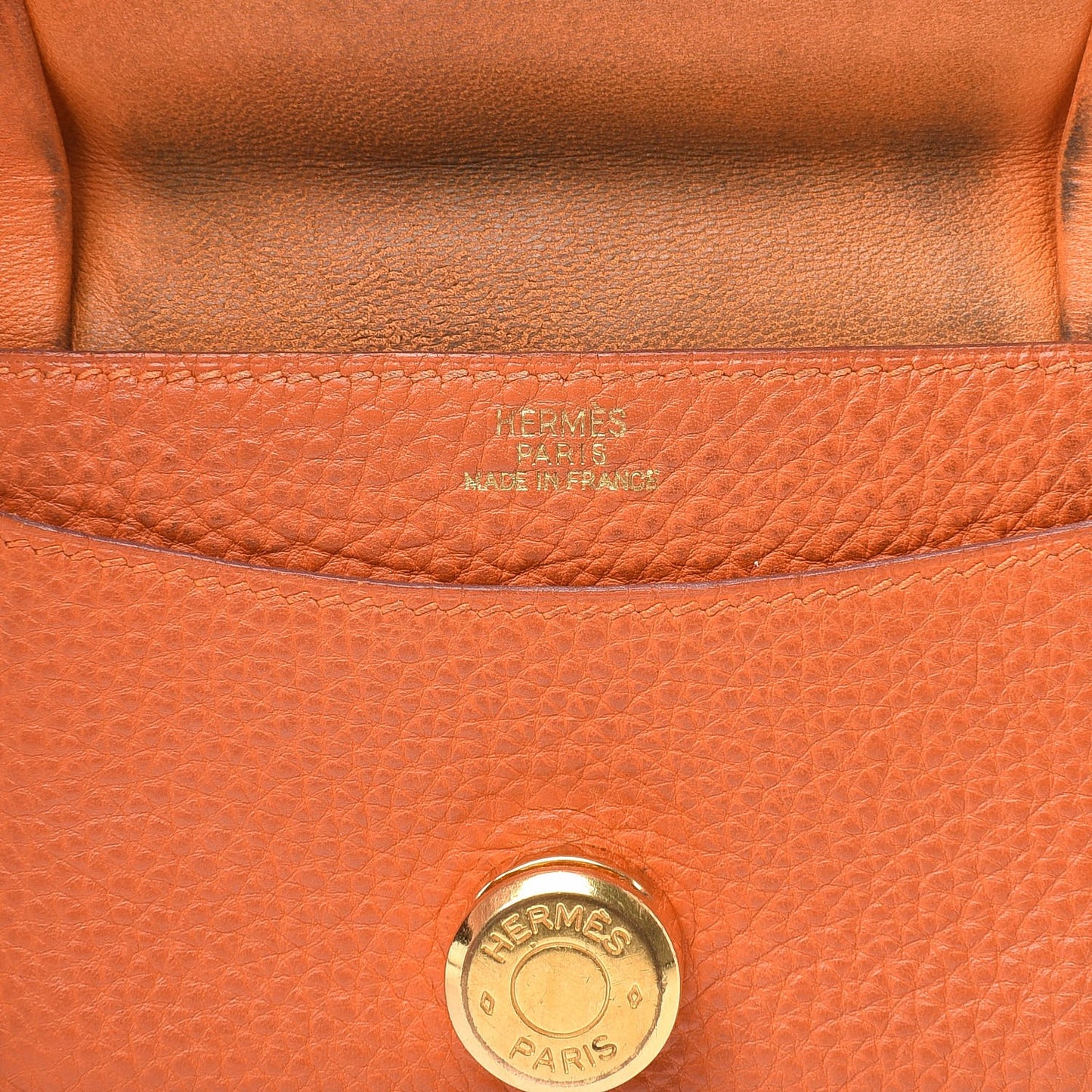 Togo Dogon Card Case Key Holder Orange