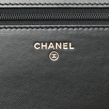 Chanel Lambskin Quilted Studded Wallet On Chain WOC Black 5 of 11
