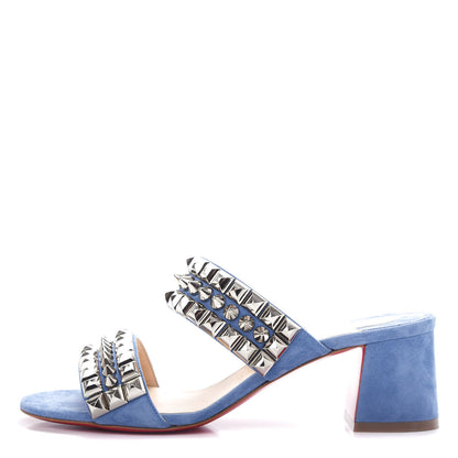 Christian Louboutin Suede Studded Tina Goes Mad 55 Slide Sandals 37.5 Version Jeans 1 of 10