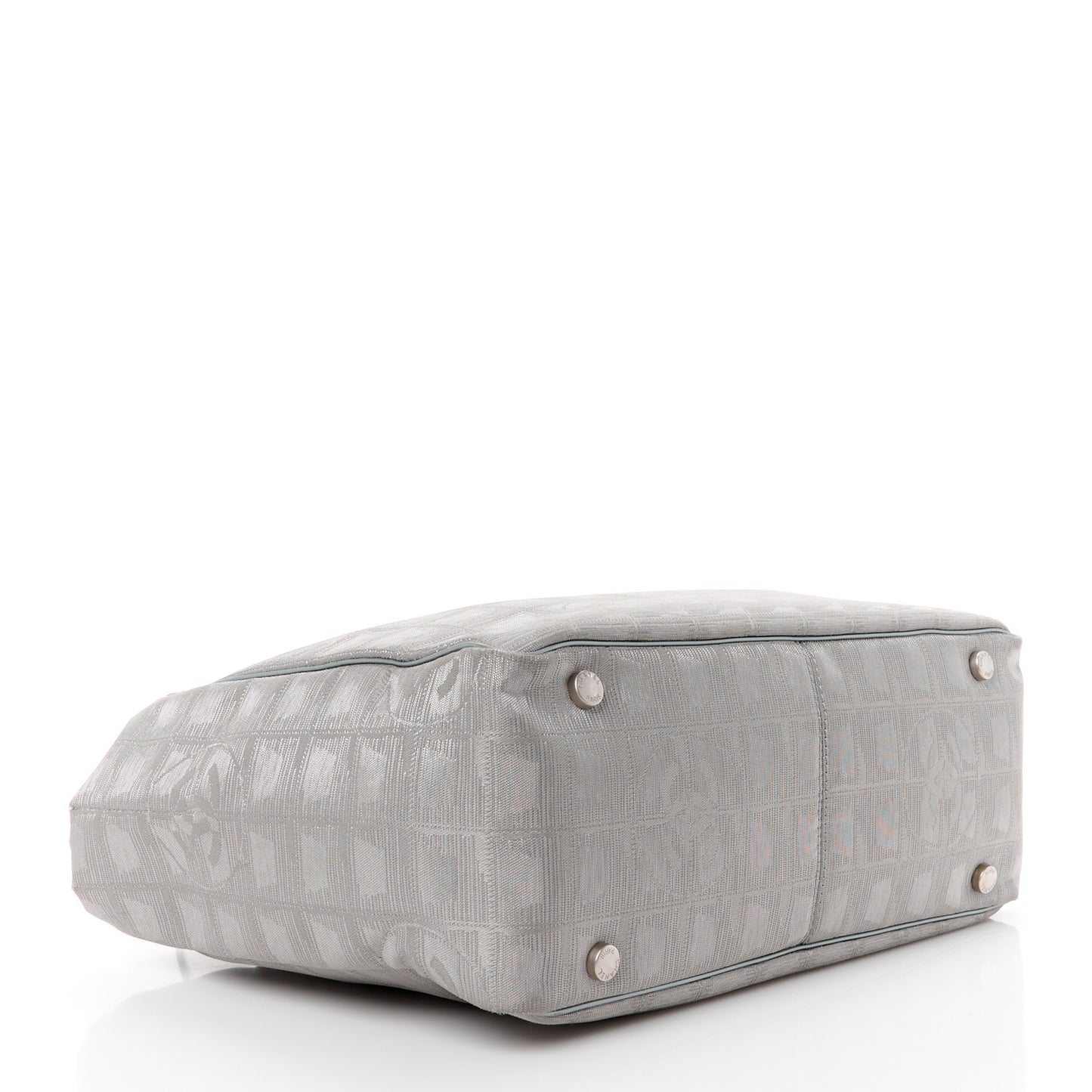 Metallic Nylon Small Travel Tote Silver