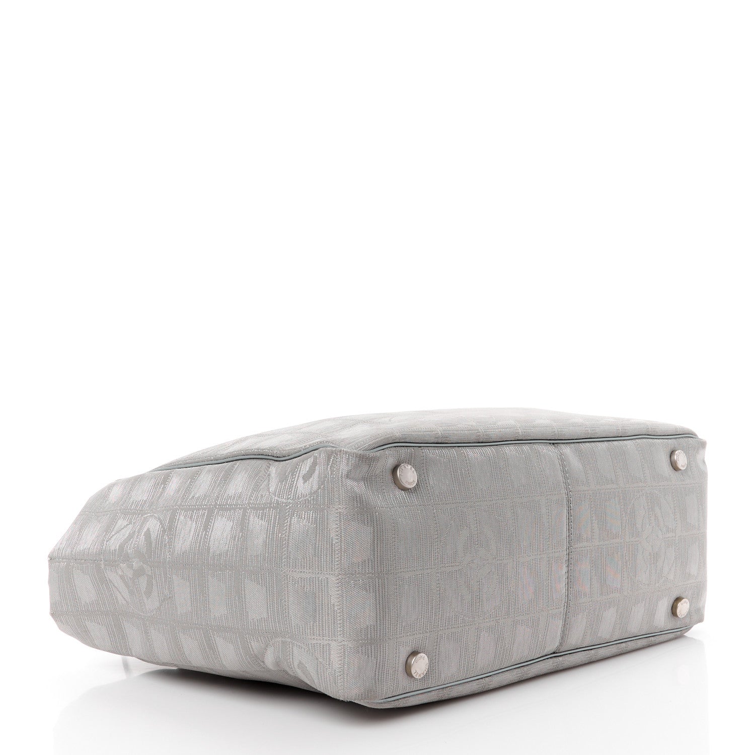 Chanel Metallic Nylon Small Travel Tote Silver 4 of 12