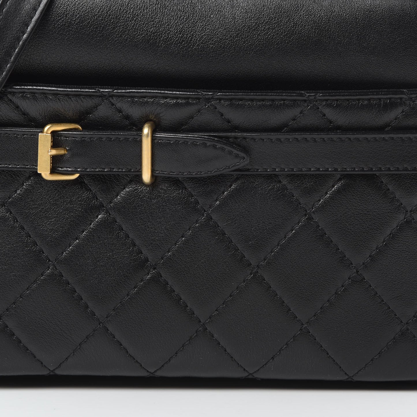 Lambskin Quilted Large Buckle Camera Case Bag Black