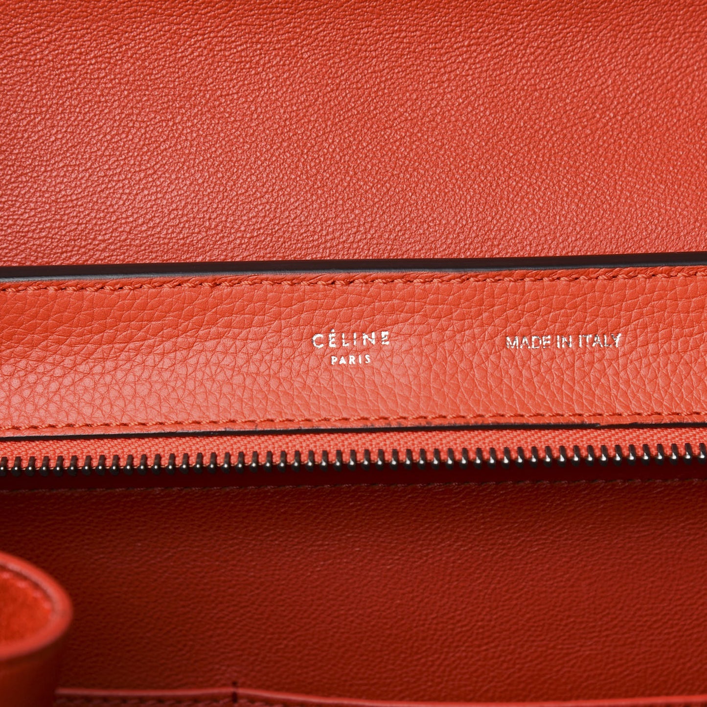 Drummed Calfskin Suede Medium Trapeze Vermillion