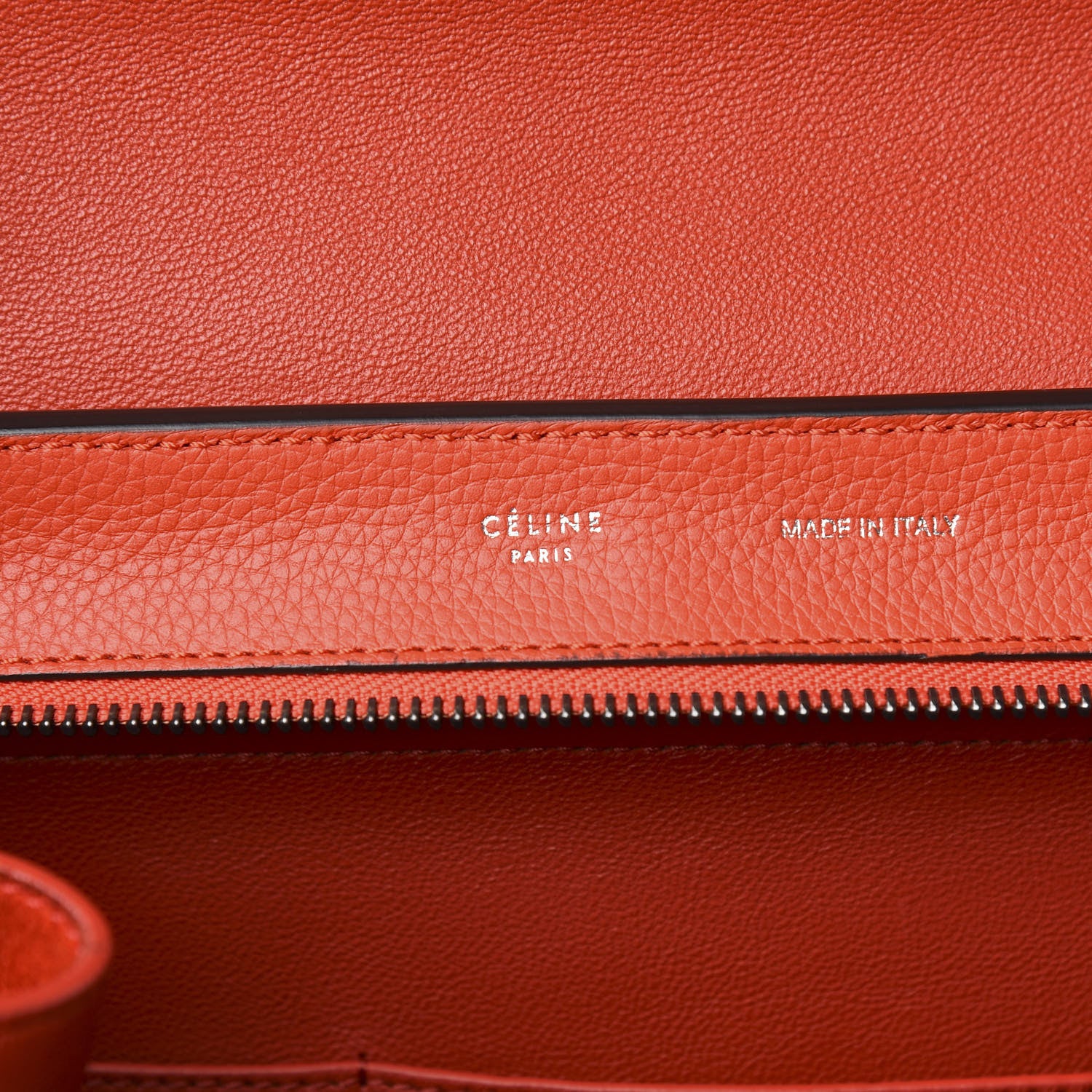Celine Drummed Calfskin Suede Medium Trapeze Vermillion 7 of 10
