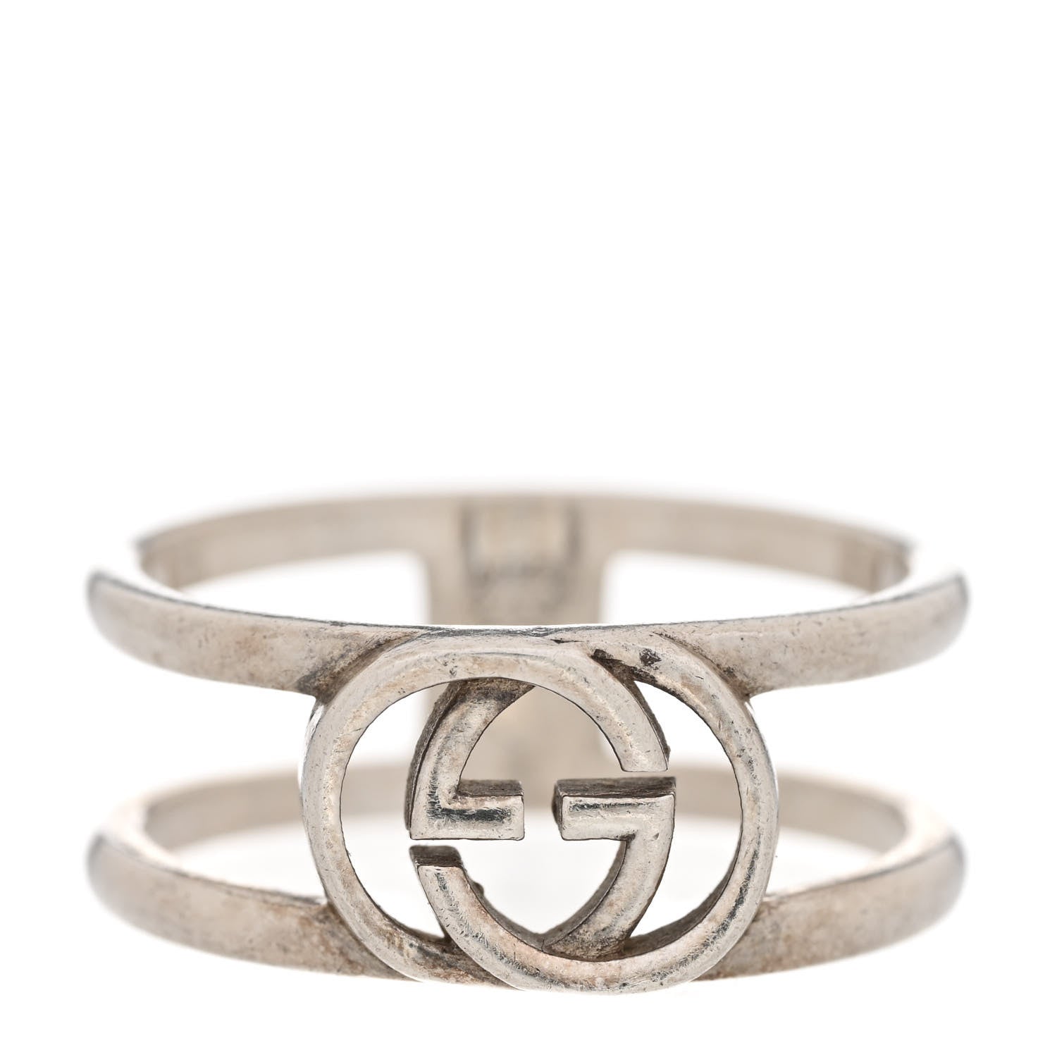 Gucci Sterling Silver 9mm Interlocking G Open Band Ring 62 9.75 1 of 5