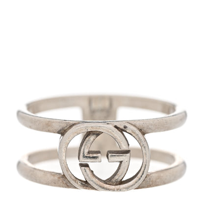 Gucci Sterling Silver 9mm Interlocking G Open Band Ring 62 9.75 1 of 5