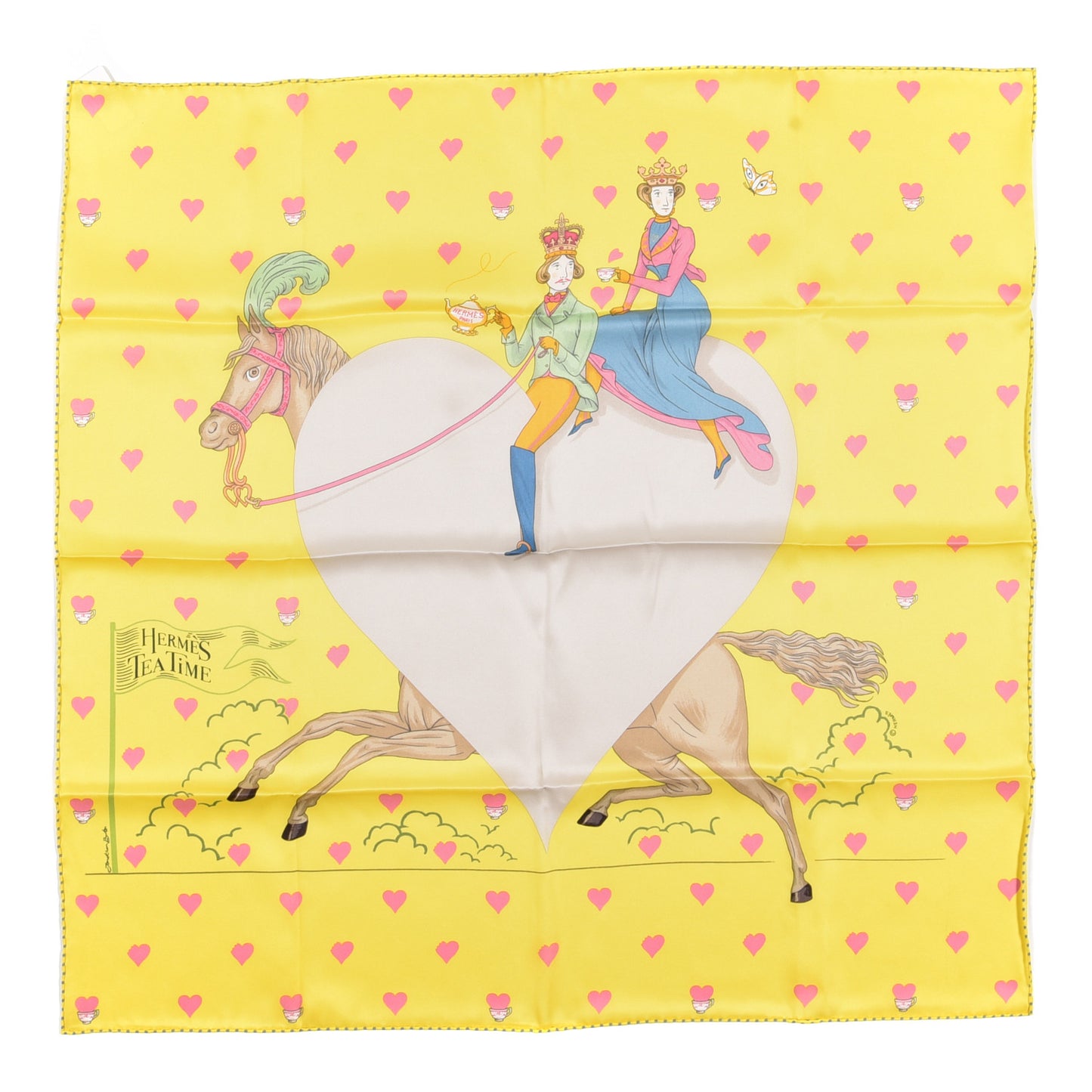 Silk Tea Time Scarf 70 Jaune Gris Perle