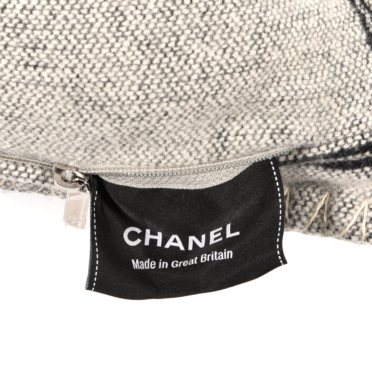 Chanel Merino Wool Cashmere CC Pillow Black White 4 of 4