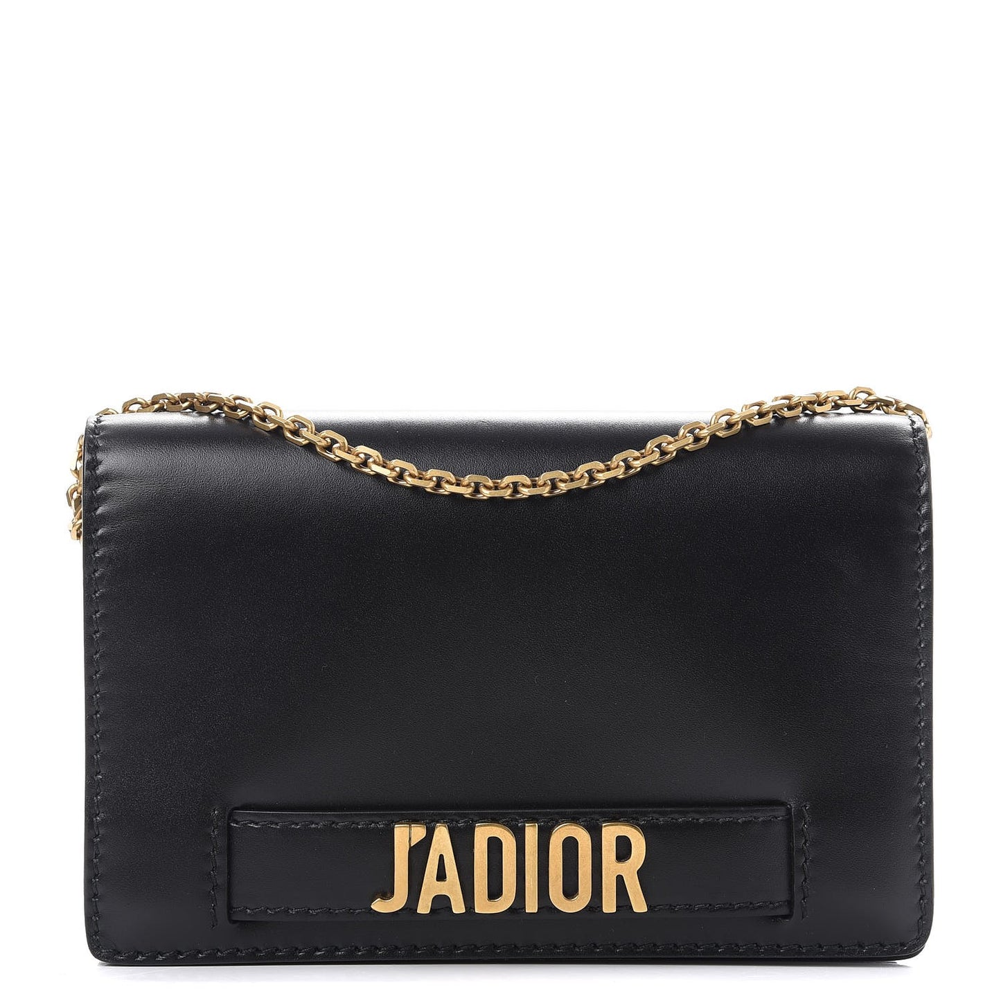 Calfskin J'Adior Wallet on Chain Pouch Black