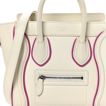 Celine Smooth Calfskin Nano Luggage White Magenta 8 of 12